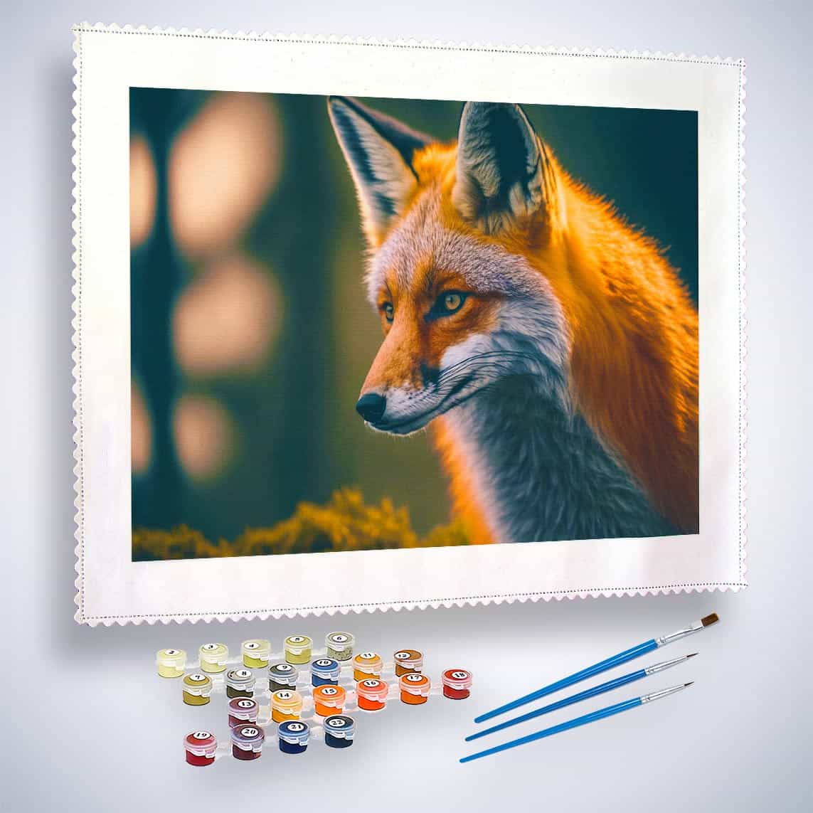 Malen nach Zahlen - Fuchsportait - hochwertige Leinwand - Fuchs, Horizontal, Tiere