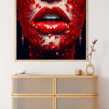 Malen nach Zahlen - Red Lips - hochwertige Leinwand - Frau, FrauNeu eingetroffen, Menschen, Neu eingetroffen, Quadratisch