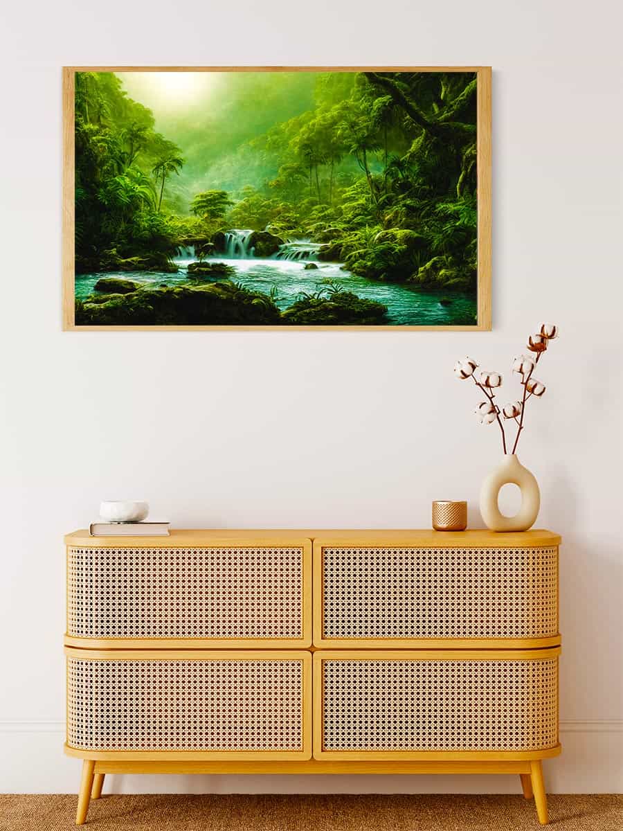 Malen nach Zahlen - Dschungelwasserfall - hochwertige Leinwand - Dschungel, Fluss, Horizontal, Landschaft