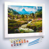 Malen nach Zahlen - Blumige Dörfer - hochwertige Leinwand - Horizontal, Landschaft