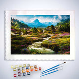 Malen nach Zahlen - Blumige Dörfer - hochwertige Leinwand - Horizontal, Landschaft