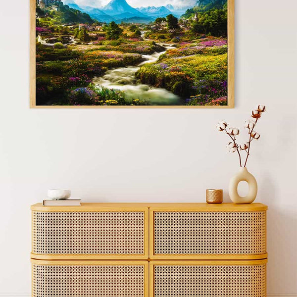 Malen nach Zahlen - Blumige Dörfer - hochwertige Leinwand - Horizontal, Landschaft
