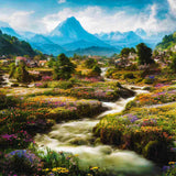 Malen nach Zahlen - Blumige Dörfer - hochwertige Leinwand - Horizontal, Landschaft