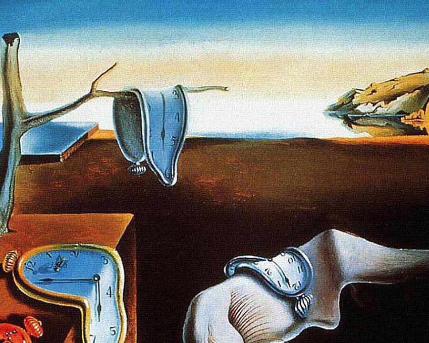 Salvador Dali, Die zerrinende Zeit - Klassiker - hochwertige Leinwand - 3fuer2, Einfach, exclude, Horizontal, Klassische Kunst