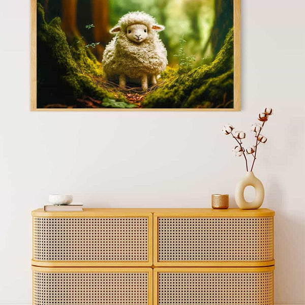 Malen nach Zahlen - Schäfchen im Wald - hochwertige Leinwand - Horizontal, Schaf, Tiere