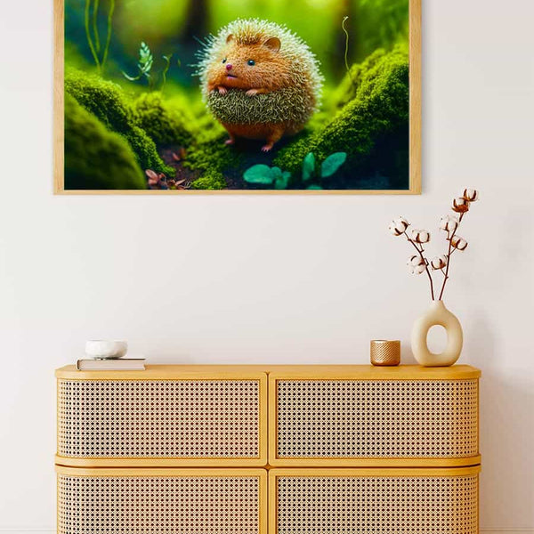 Malen nach Zahlen - Kleiner Igel im Wald - hochwertige Leinwand - Horizontal, Igel, Tiere