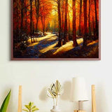 Malen nach Zahlen - Schattenspiel im Herbstwald - hochwertige Leinwand - Herbst, Horizontal, Landschaft, Wald