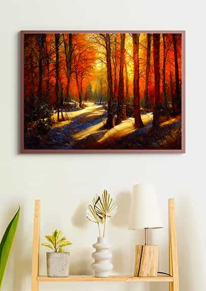 Malen nach Zahlen - Schattenspiel im Herbstwald - hochwertige Leinwand - Herbst, Horizontal, Landschaft, Wald