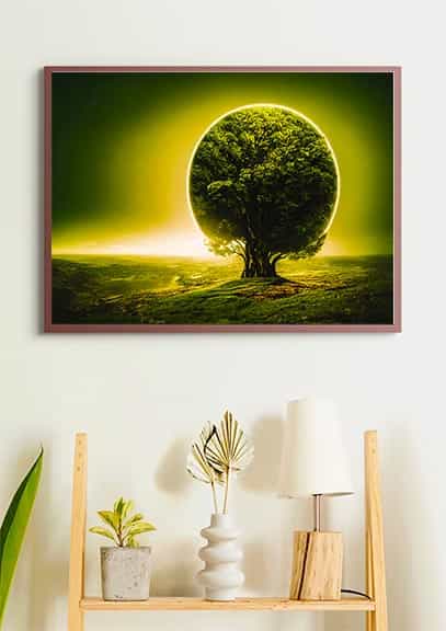 Malen nach Zahlen - Kugelbaum im Sonnenlicht - hochwertige Leinwand - Horizontal, Landschaft