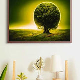 Malen nach Zahlen - Kugelbaum im Sonnenlicht - hochwertige Leinwand - Horizontal, Landschaft