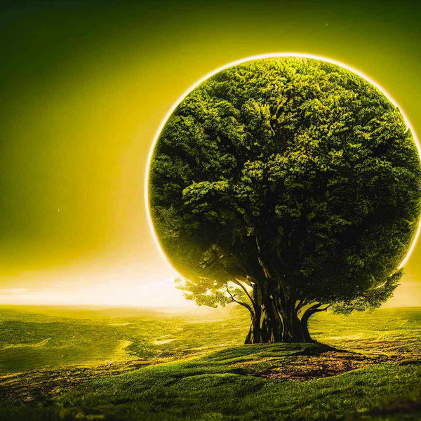 Malen nach Zahlen - Kugelbaum im Sonnenlicht - hochwertige Leinwand - Horizontal, Landschaft