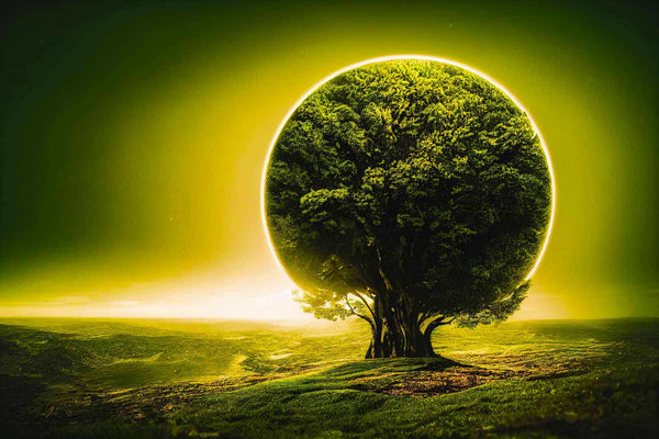 Malen nach Zahlen - Kugelbaum im Sonnenlicht - hochwertige Leinwand - Horizontal, Landschaft