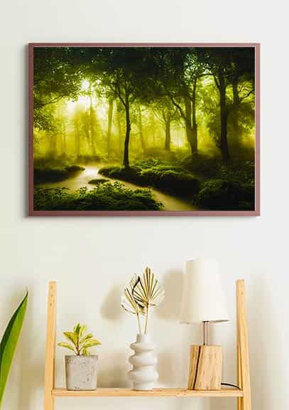 Malen nach Zahlen - Fluss im Grünen Wald - hochwertige Leinwand - Fluss, Horizontal, Landschaft