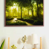 Malen nach Zahlen - Fluss im Grünen Wald - hochwertige Leinwand - Fluss, Horizontal, Landschaft