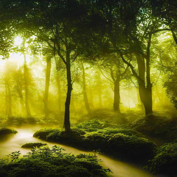 Malen nach Zahlen - Fluss im Grünen Wald - hochwertige Leinwand - Fluss, Horizontal, Landschaft
