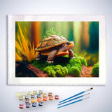 Malen nach Zahlen - Schildkröte im Wald - hochwertige Leinwand - Horizontal, Schildkröte, Tiere