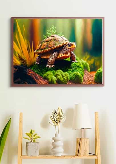 Malen nach Zahlen - Schildkröte im Wald - hochwertige Leinwand - Horizontal, Schildkröte, Tiere