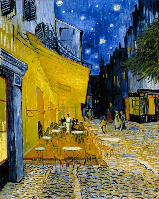 Vincent van Gogh, Cafeterrasse am Abend - Klassiker - hochwertige Leinwand - 3fuer2, Bestseller, exclude, Hoch, Klassische Kunst, vertikal