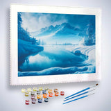 Malen nach Zahlen - Eissee in den Bergen - hochwertige Leinwand - Horizontal, Landschaft, Winter