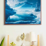 Malen nach Zahlen - Eissee in den Bergen - hochwertige Leinwand - Horizontal, Landschaft, Winter