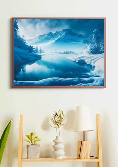 Malen nach Zahlen - Eissee in den Bergen - hochwertige Leinwand - Horizontal, Landschaft, Winter