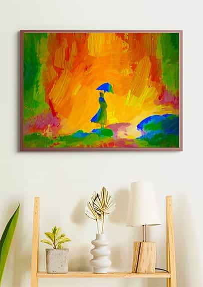 Malen nach Zahlen - Frau mit Sonnenschirm, Abstrakt - hochwertige Leinwand - Abstrakt, Horizontal, Menschen