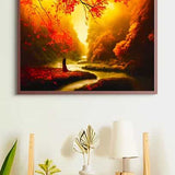 Malen nach Zahlen - Kurviger Fluss im Herbst - hochwertige Leinwand - Fluss, Horizontal, Landschaft